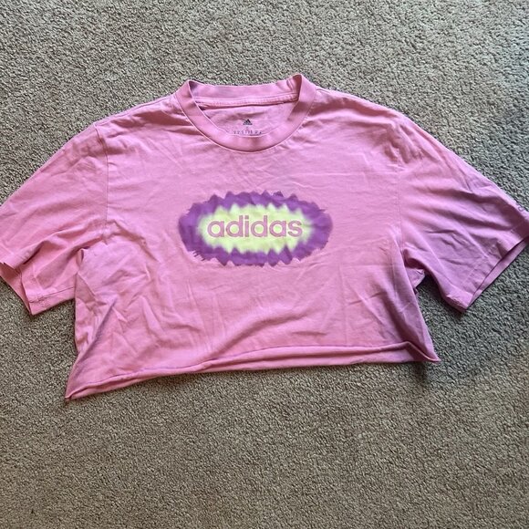 adidas Tops - Adidas Pink Graphic Cropped Tee‎